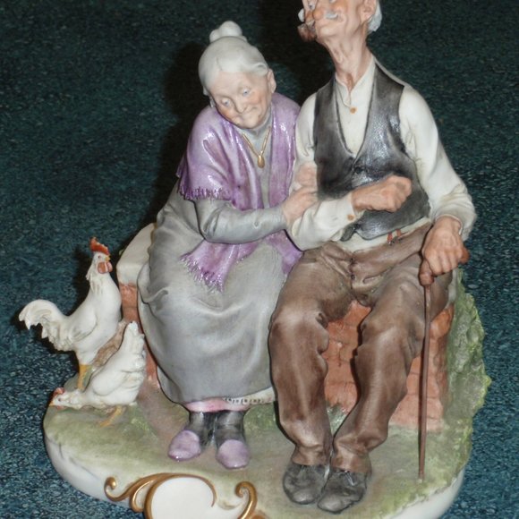 Giuseppe Cappe Statue Gruppo Vecchietti Figurine Capodimonte Old Couple In Love! - Picture 2 of 11